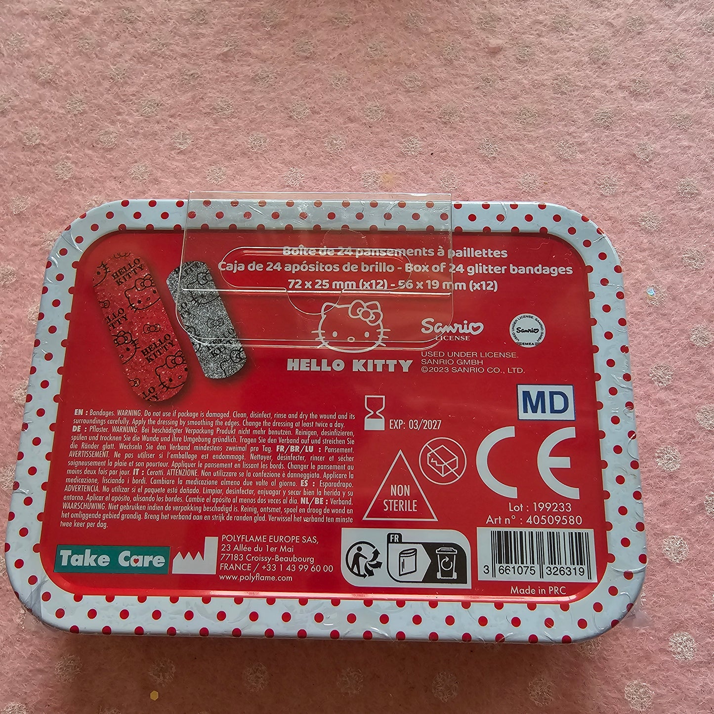 Hello kitty PATCHES tin box