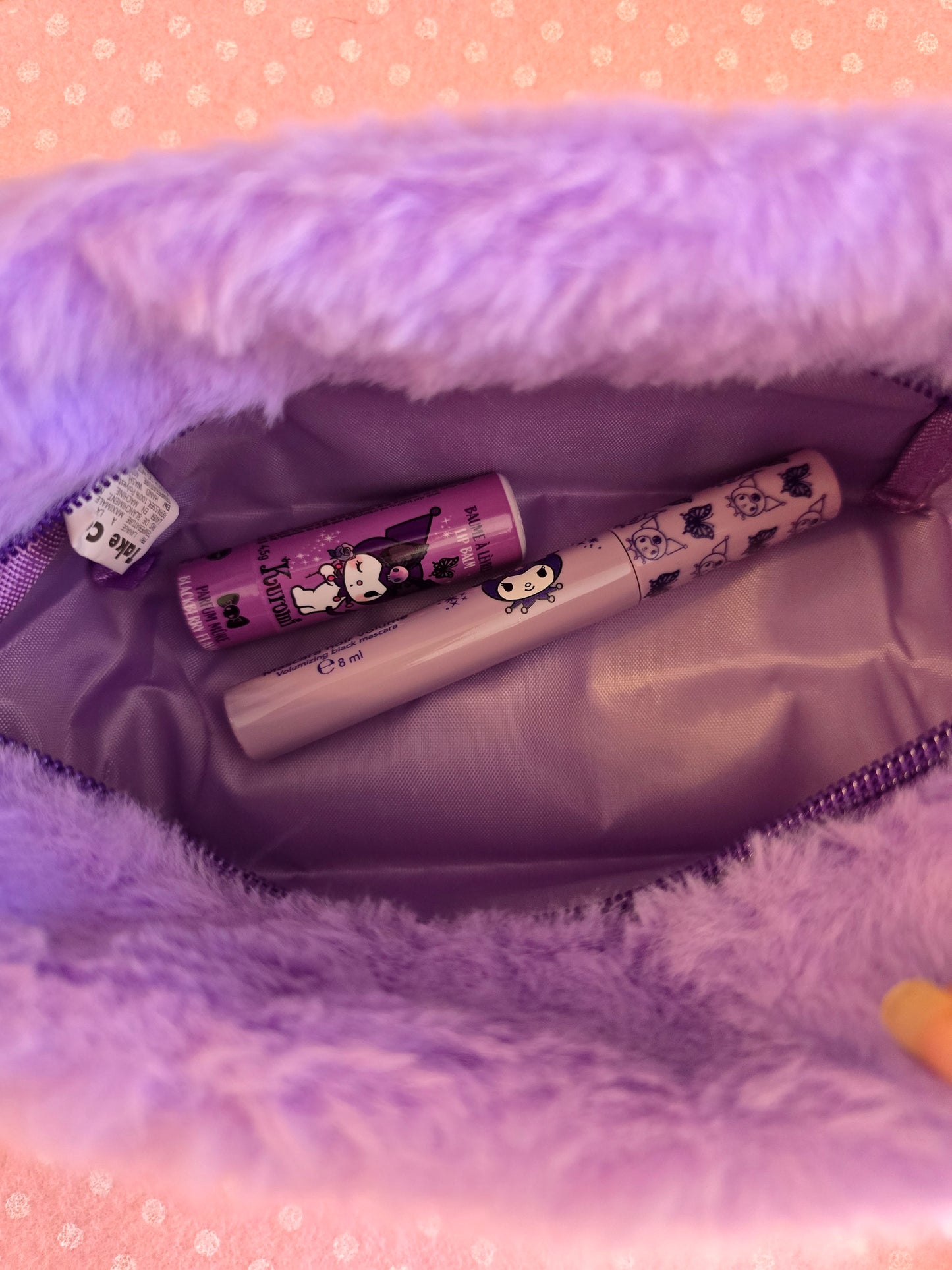 Kuromi Pochette in peluche, Mascara, Lip Balm