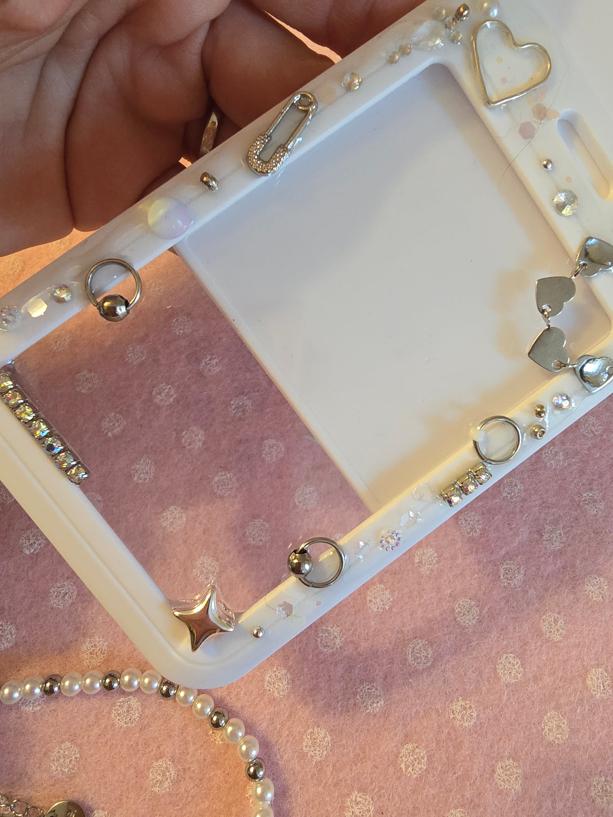 Card Holder Bianco "Hearts" per Photocard kpop e badge