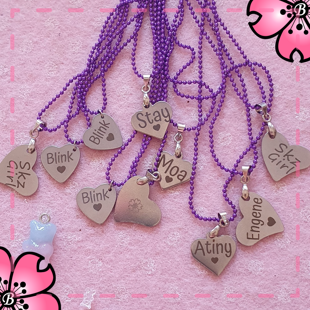 Kpop Laser Engraved Heart Necklace: Blink, Stay, Engene, Skz