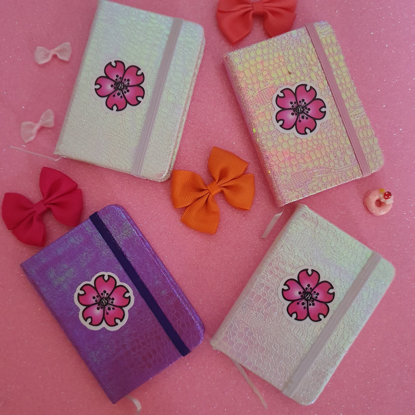 MINI AGENDA with stripes, PEARL cover with BABOU LOGO
