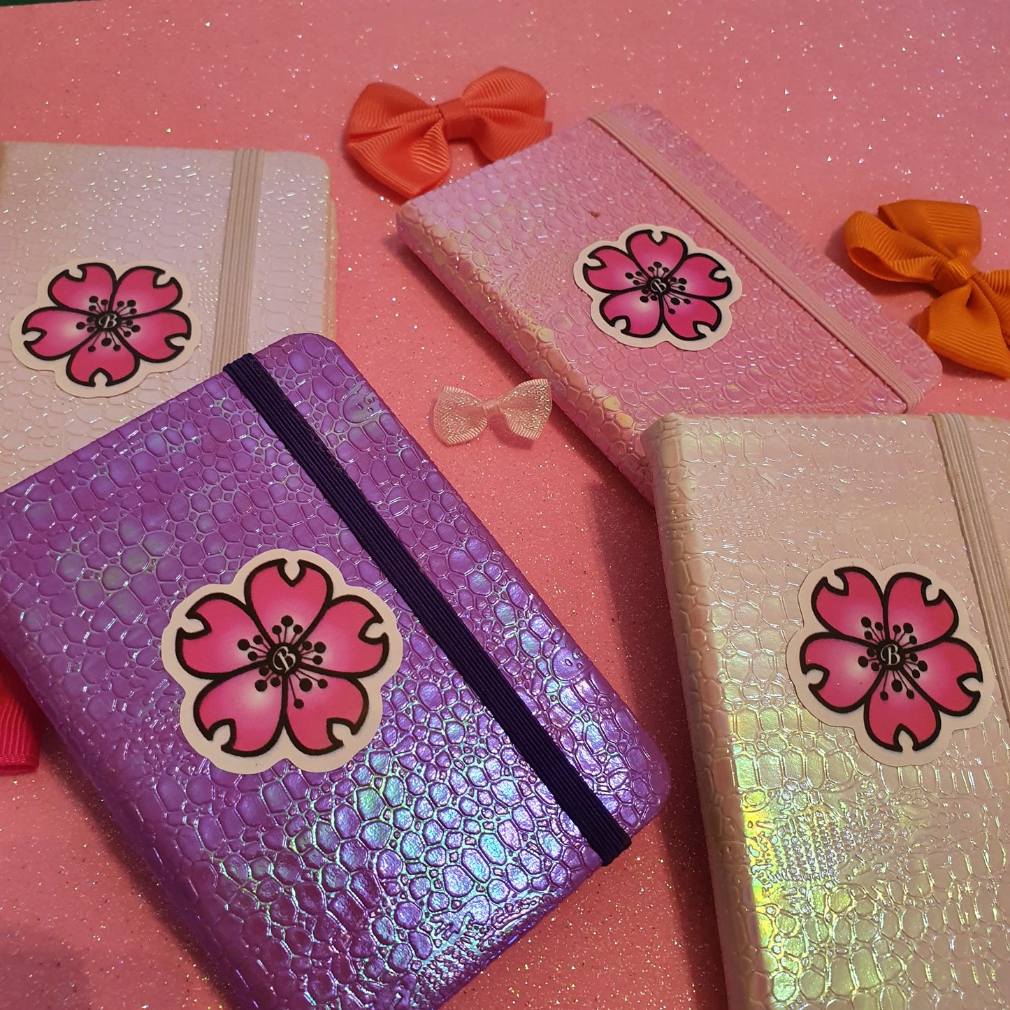 MINI AGENDA with stripes, PEARL cover with BABOU LOGO