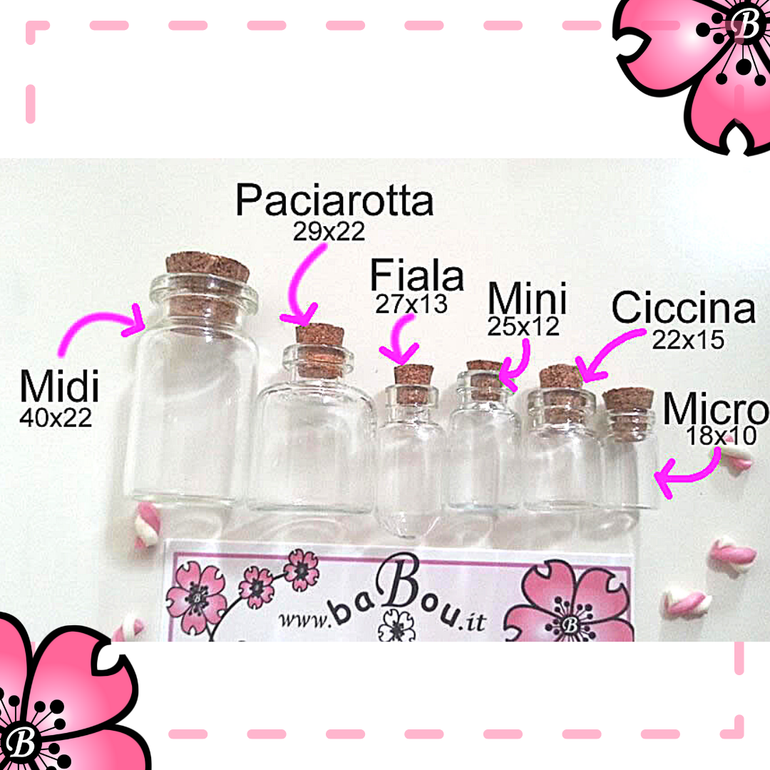 Miniature Glass Flasks with Cork Stopper - Choose Size