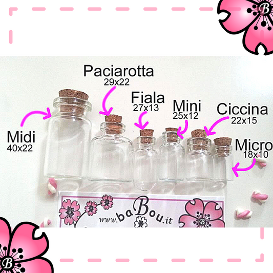 Miniature Glass Flasks with Cork Stopper - Choose Size