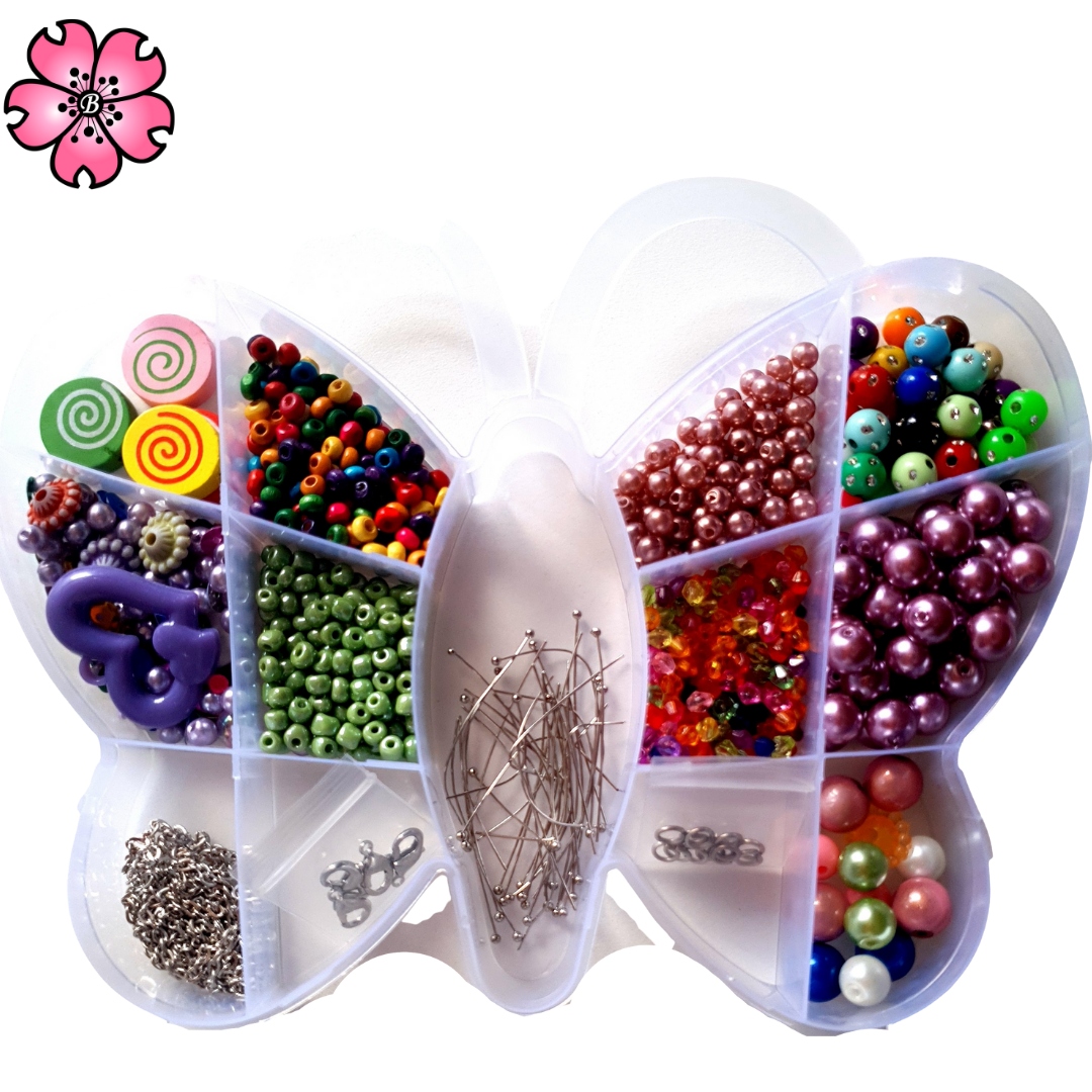 Butterfly costume jewelery kit: beads, small parts and tacks