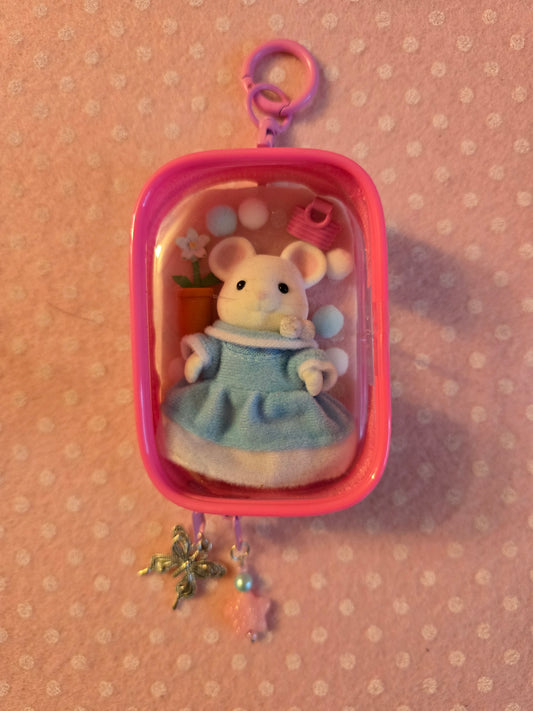 Sylvanian family bag charm - topolina vestito azzurro