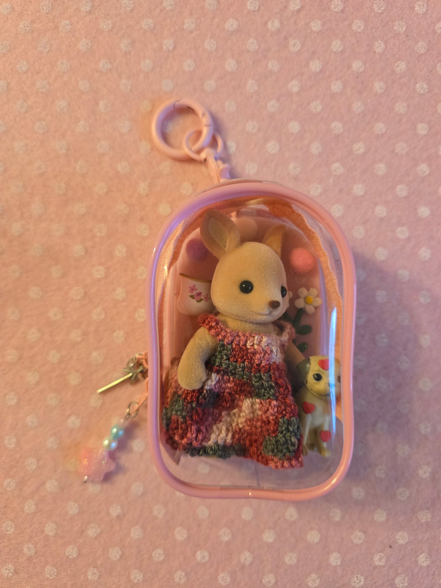 Sylvanian family bag charm - canguro vestito crochet