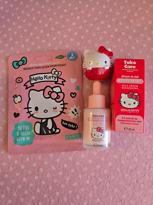 Hello Kitty prodotti per la skin care: balm, serum, lip oil, maschera