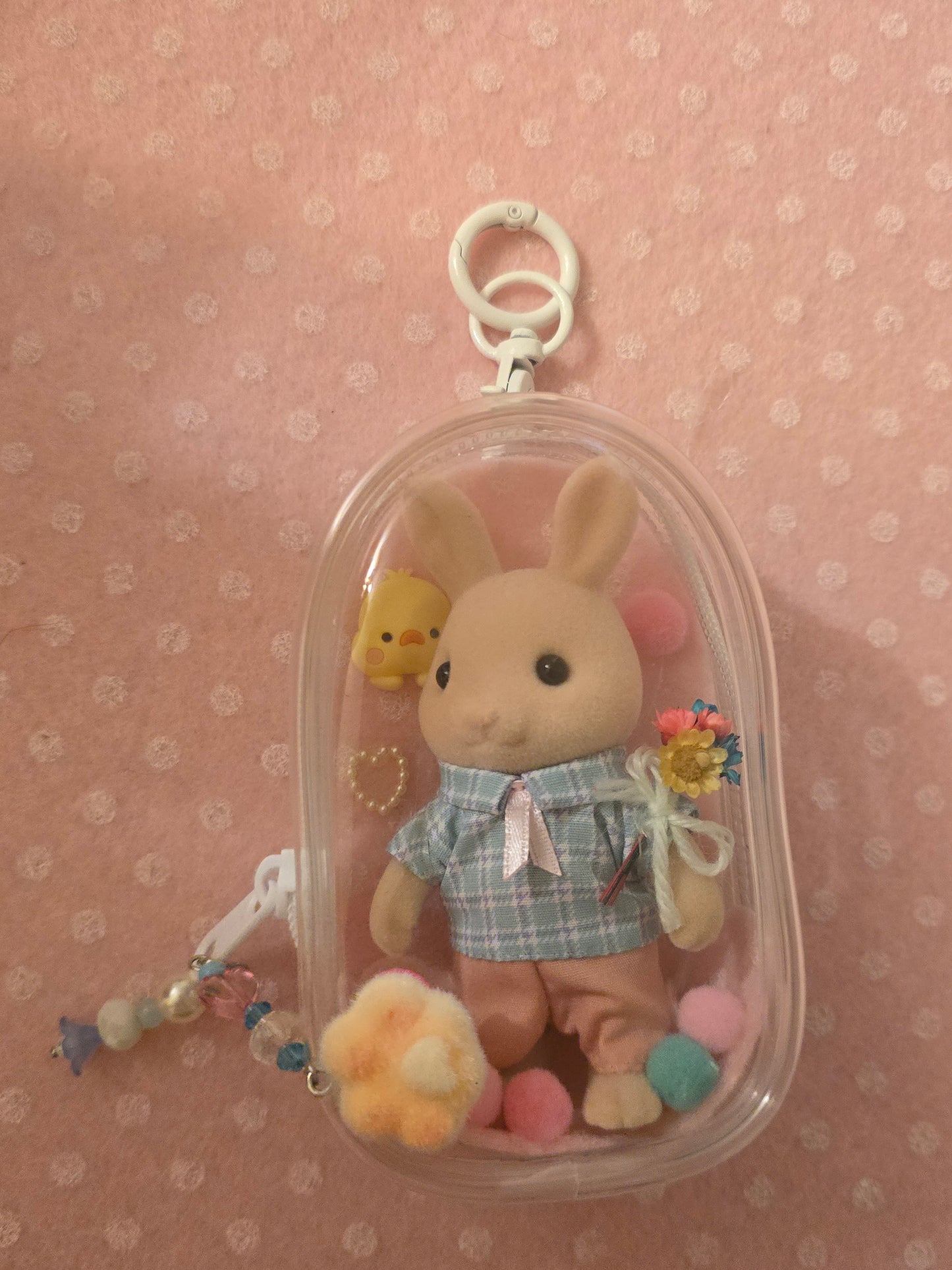 Sylvanian families bag charm coniglio con fiori