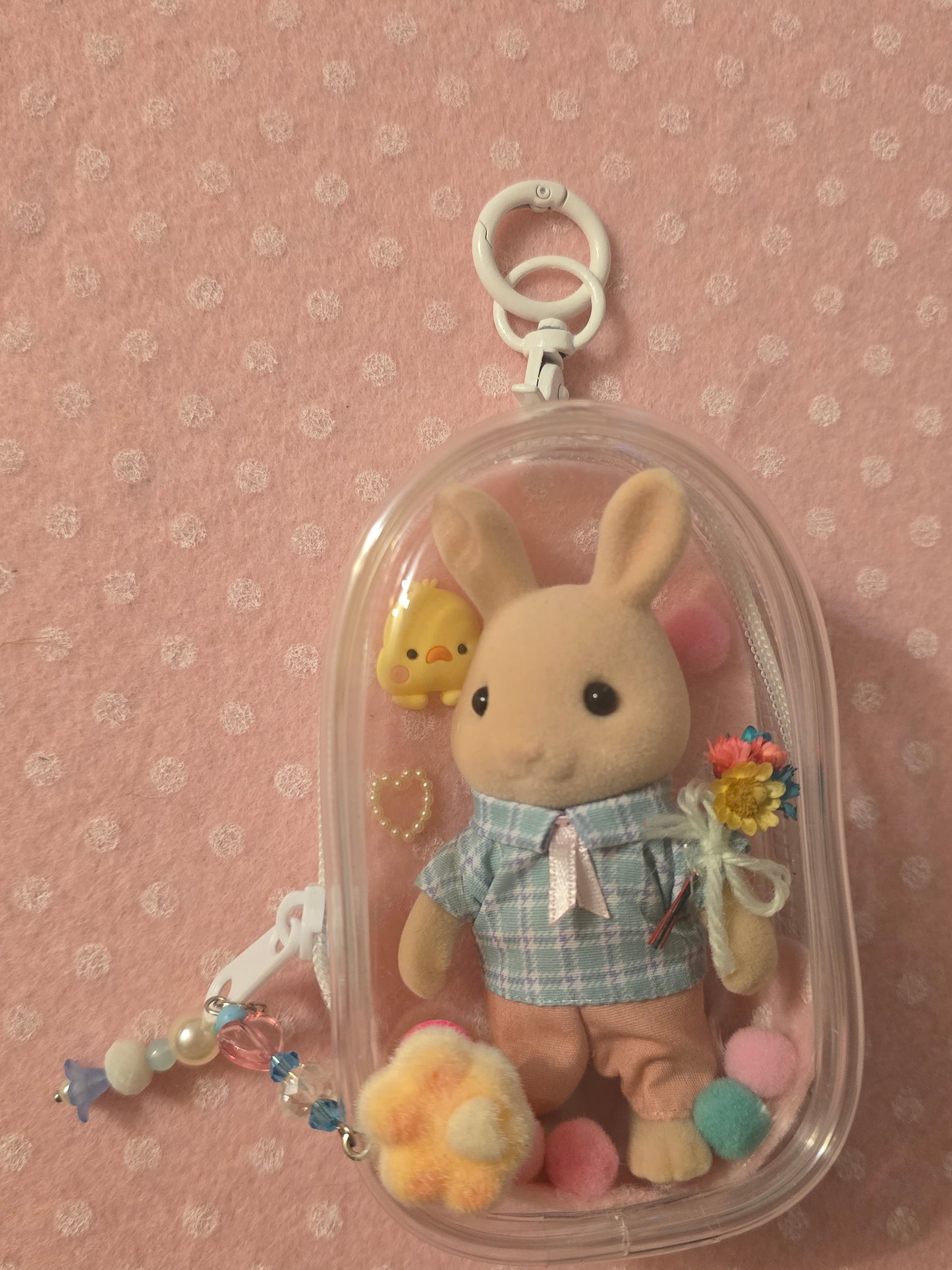 Sylvanian families bag charm coniglio con fiori
