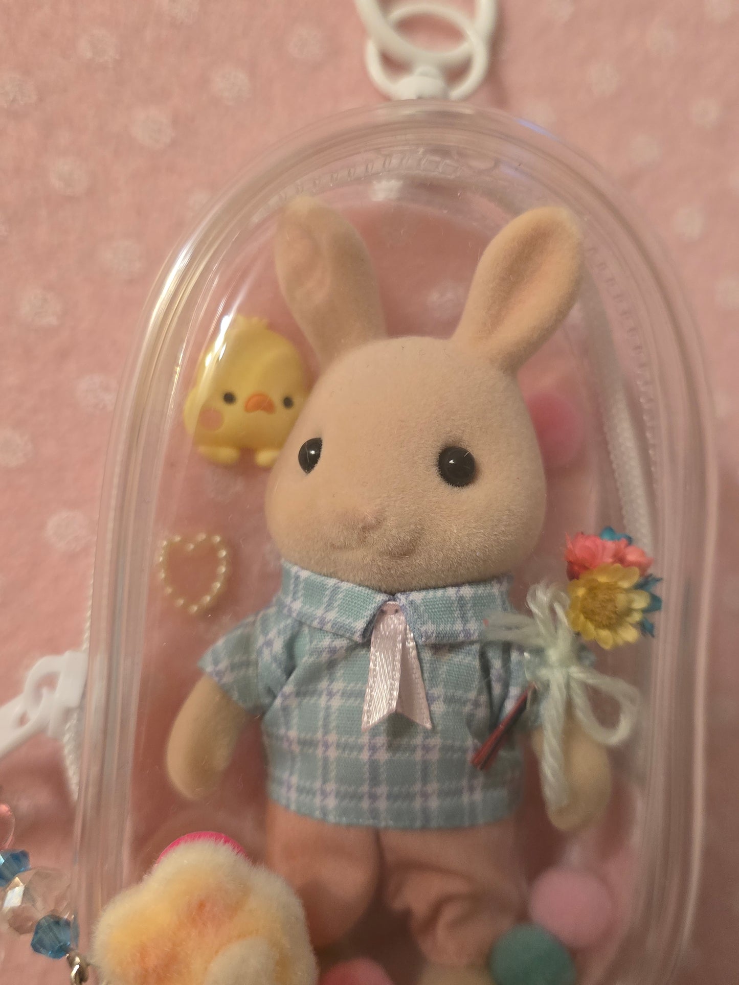 Sylvanian families bag charm coniglio con fiori