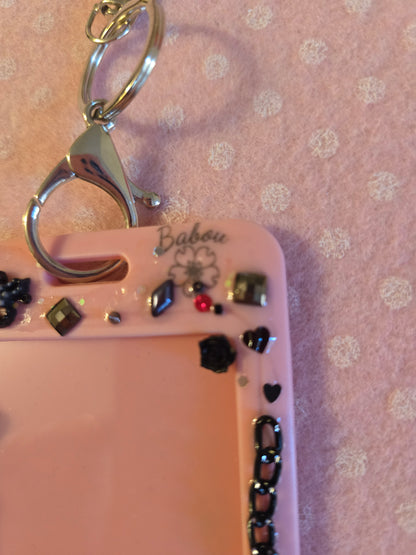 Card Holder Rosa e Nero per Photocard kpop e badge