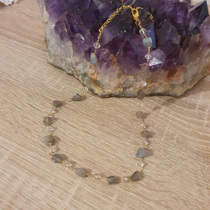 Girocollo choker labradorite e cristalli